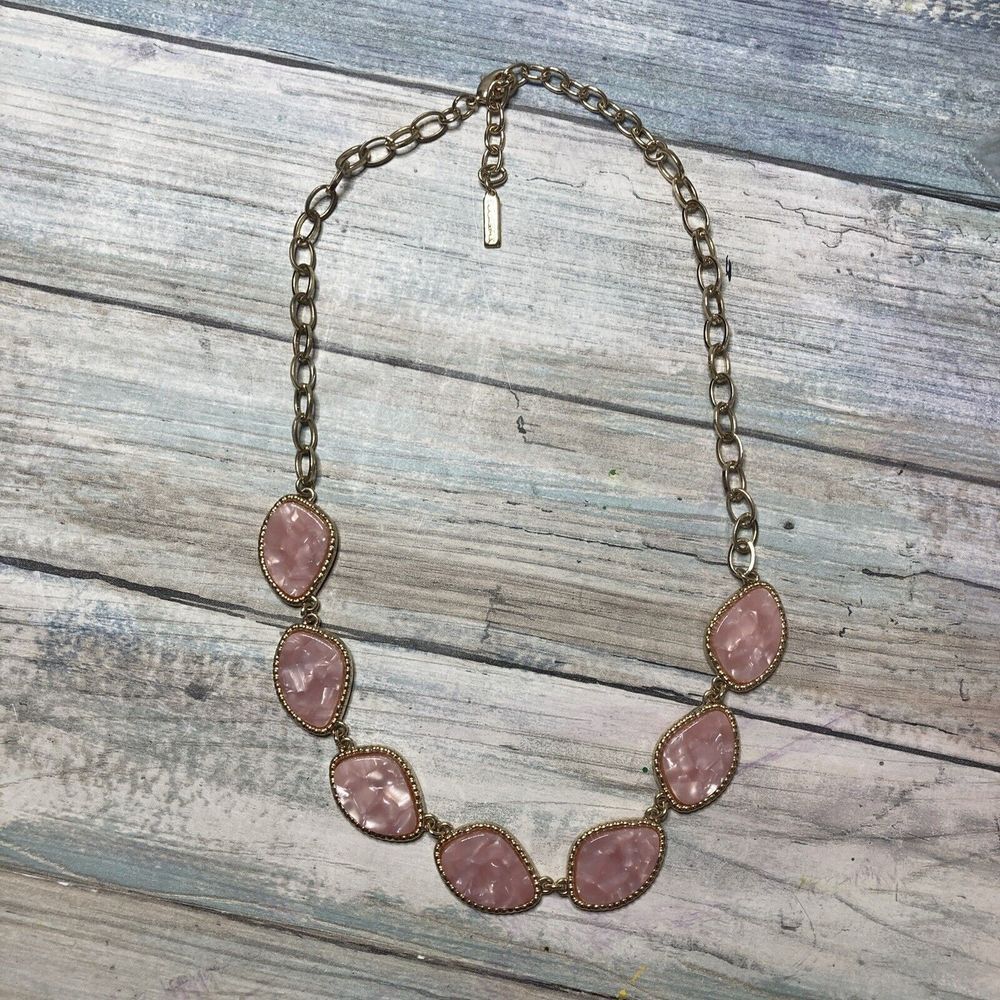 Sugarfix Baublebar Pink Resin Gold Tone Necklaceโ 18" NWOT